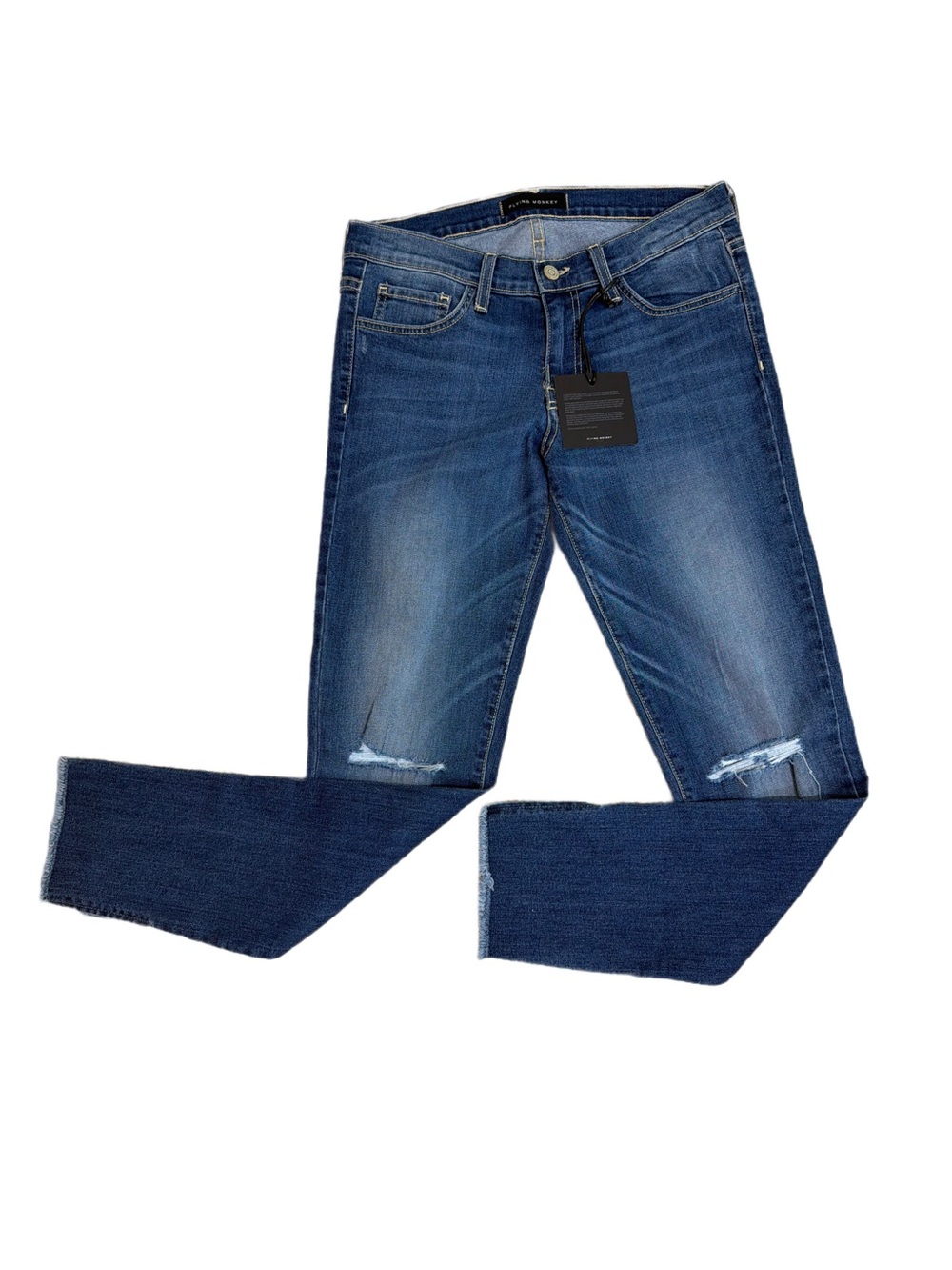 Flying Monkey Mid Rise Straight Stretch Distressed Jeans - Picture 4 of 12